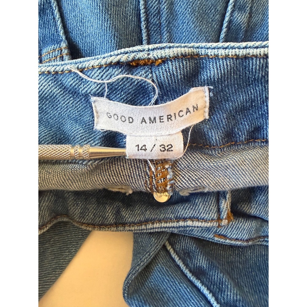 Good American Good Legs Skinny Jeans Blue Distressed High‎ Rise GLCNF731T 14/32 - Picture 8 of 8